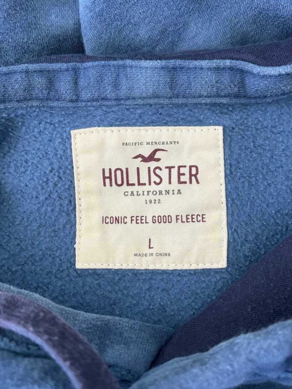 Hollister Iconic Feel Good Fleece Hoodie Navy Tie-Dye L